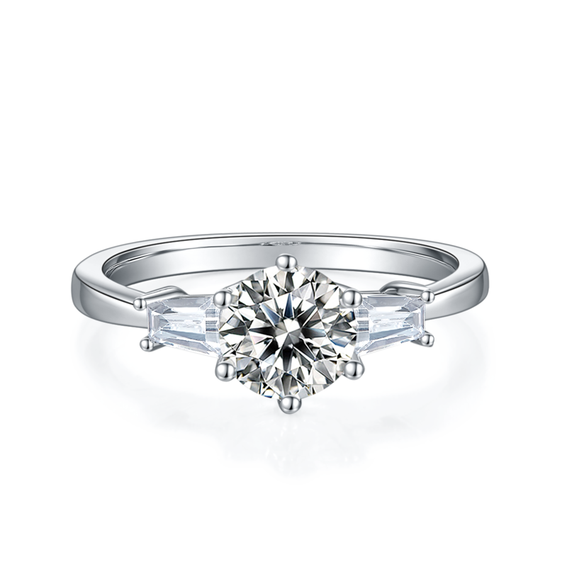 Classic宝格丽S925银镀白金MoissaniteWomen's Ring1ctD级